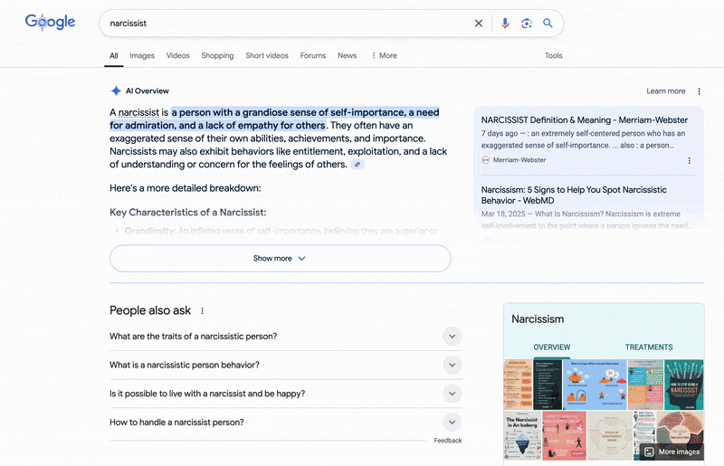 Gif da IA do Google, a AI Overviews