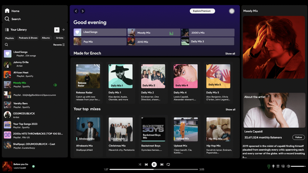 interface UI Design Spotify